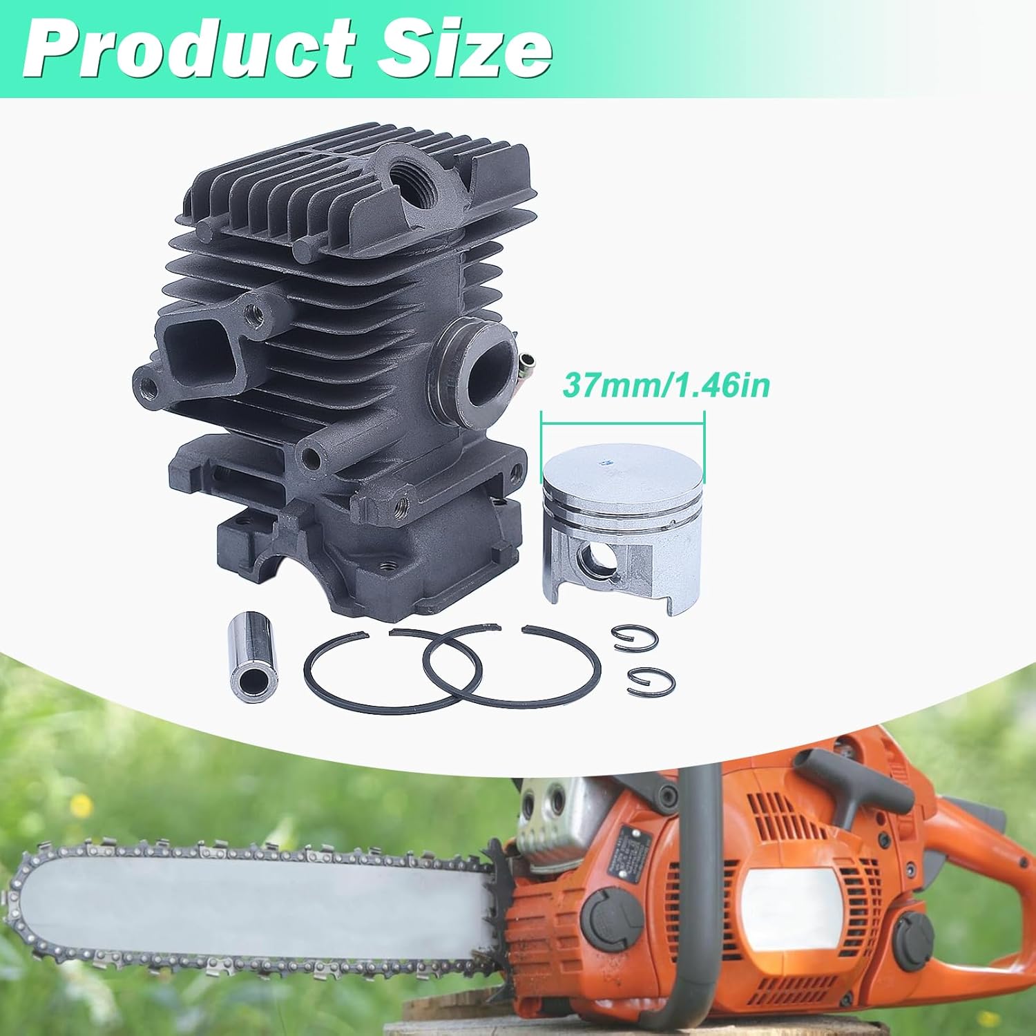 Adefol 37MM Cylinder Piston Kit for Stihl MS192 MS192T MS192TC MS192TC-E MS192TC-E Z M S192T-Z Chainsaws Replace # 1137 020 1203, 11370201203