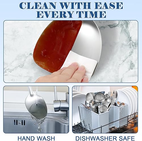 Miniatura 6 de BEWOS Juego de utensilios de cocina de 15 piezas, juego de utensilios de cocina de acero inoxidable, juego de herramientas de cocina con espátula y