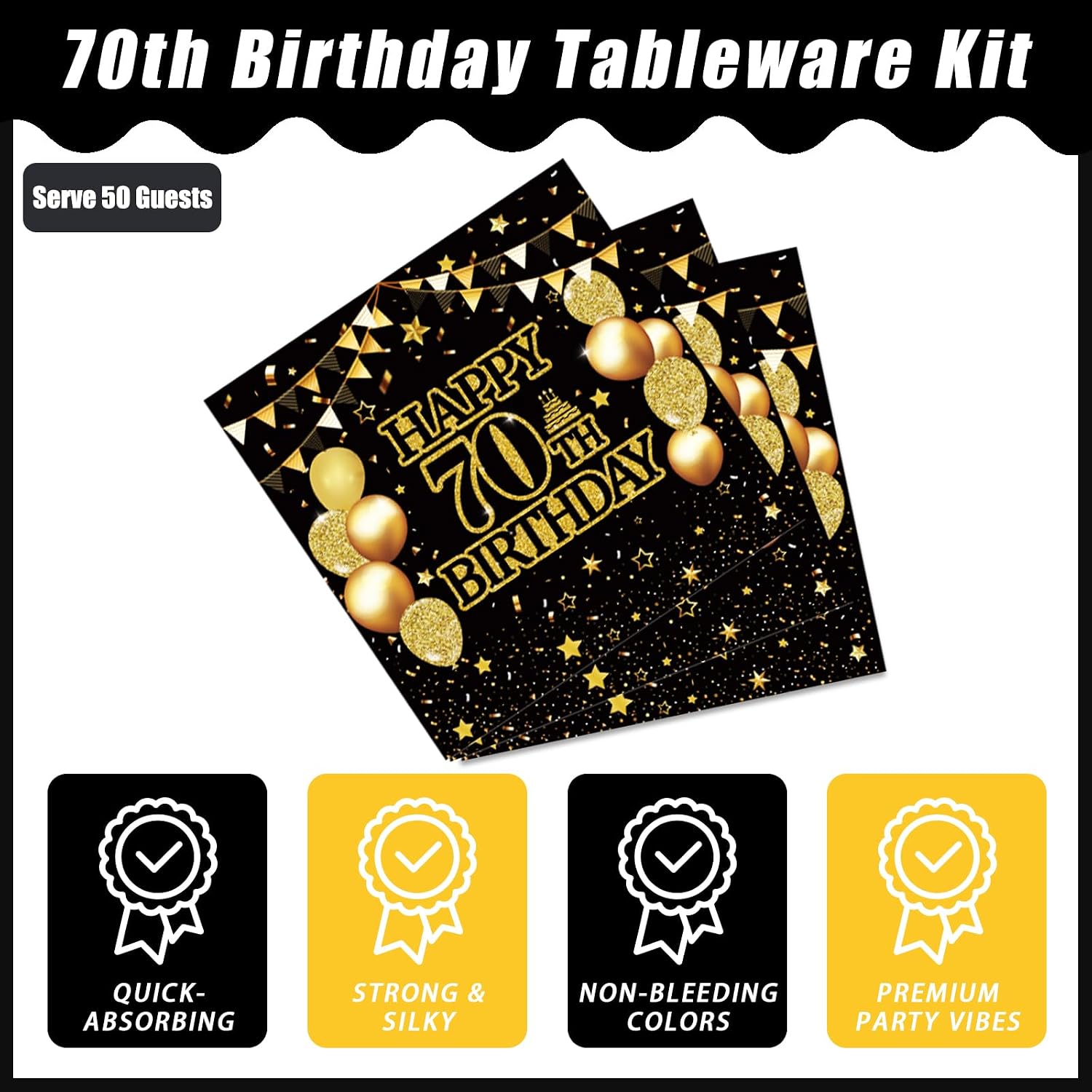 Kepeel 200Pcs 70th Birthday Party Tableware Set, Back in 1956 Birthday Party Decorations Supplies for Men Women Cheers to 70 Years Disposable Paper Plates Napkins Forks Favors, Serve 50