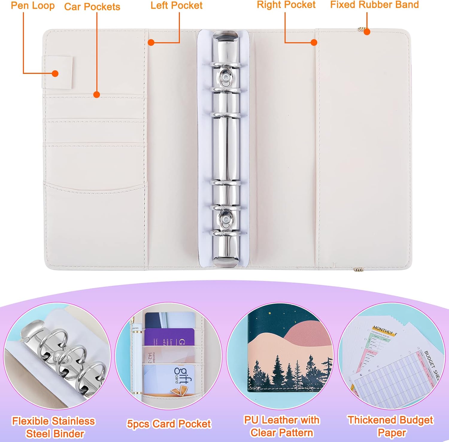 Budget Binder, Bienbee A6 Binder with Zipper Cash Envelopes Money Organizer for Cash Budget Planner with Envelopes for Saving Money for Girls Women : Office Products