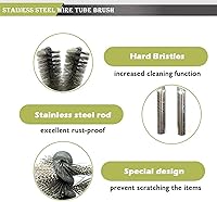 Vista 3 de Juego de 6 cepillos de limpieza de tuberías de acero inoxidable, cepillo de tubería de acero inoxidable para piezas de automóvil, botellas, tubos
