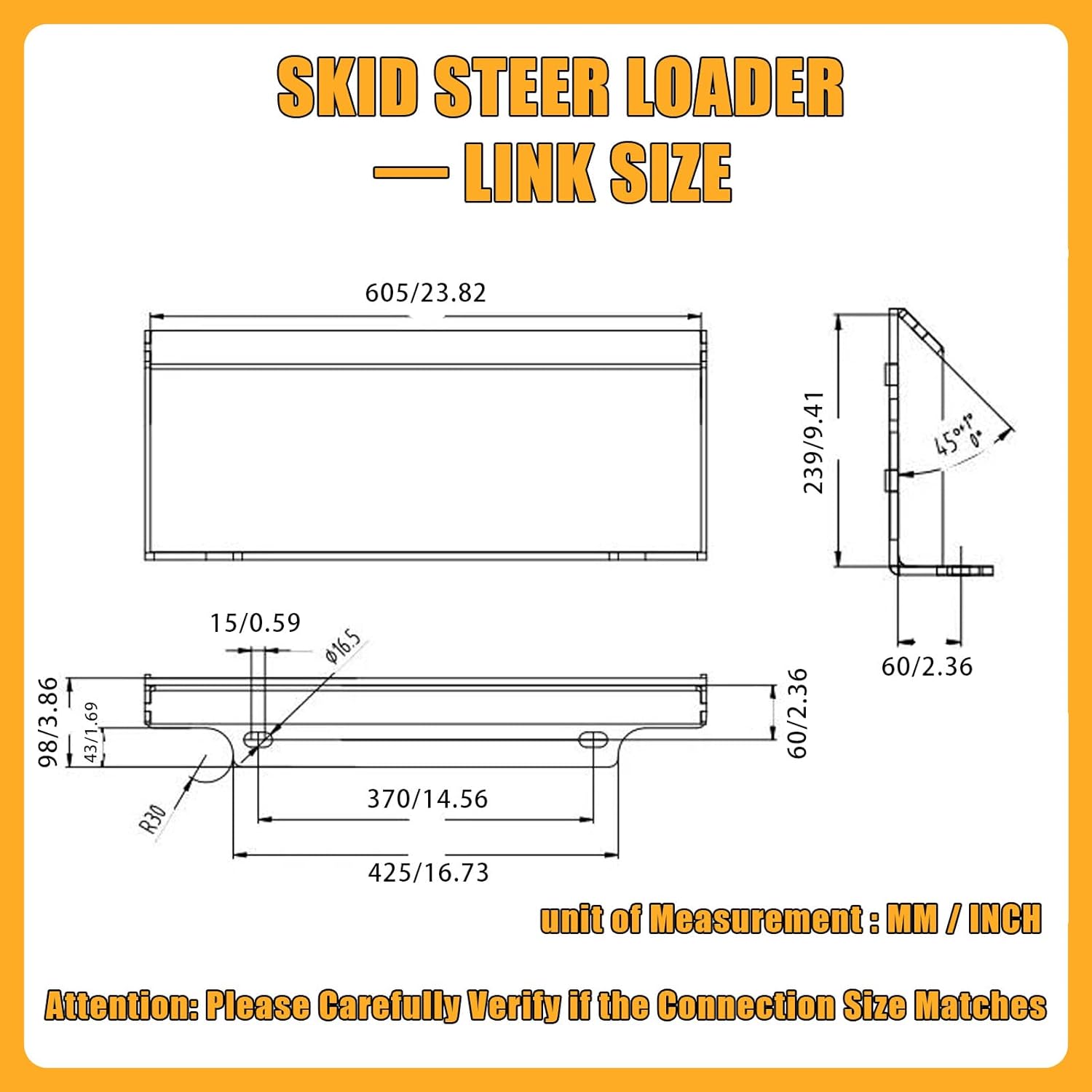 MMS Land Leveler Attachments for Mini Skid Steer Loader, 40" Grader Road Leveler, Loader Accessories Grader for Leveling Land, Gravel and Lawns