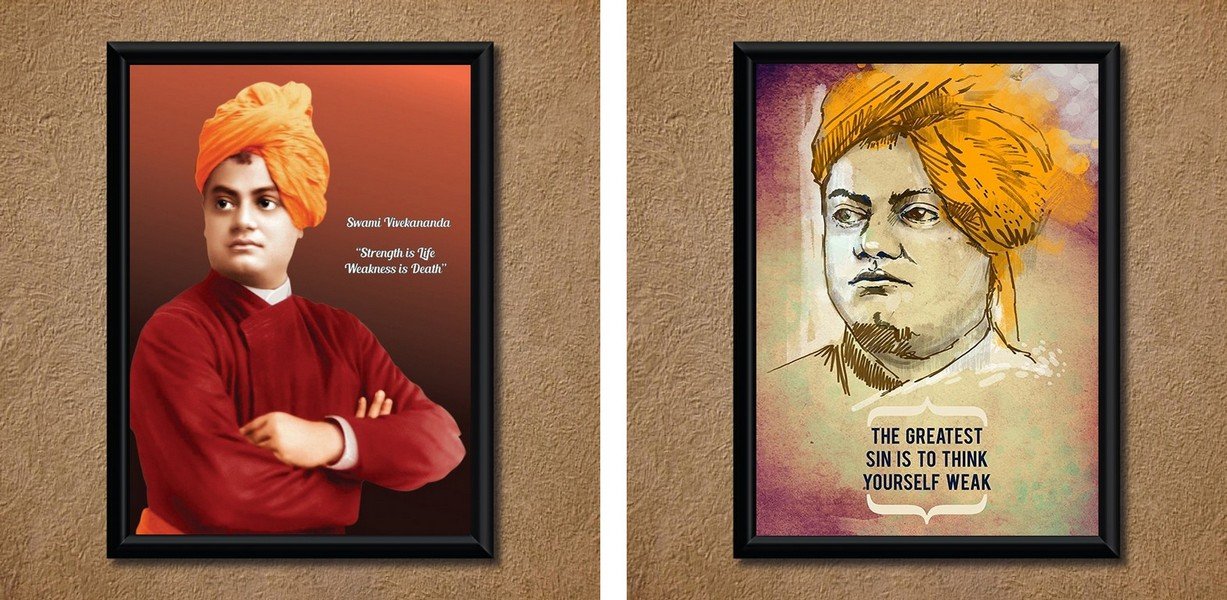 Swami Vivekananda Wall Poster (with Frame) (Combo)