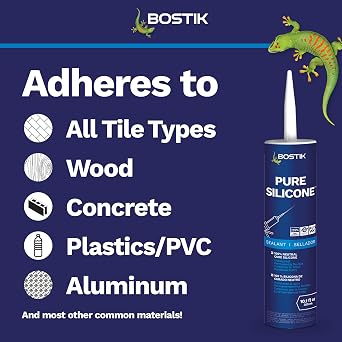 BOSTIK Pure Silicone Clear 10.1oz Silicone Caulk & Sealant - 1 Cartridge | Professional Grade - 100% Waterproof - Internal/External Use - UV - Mildew - Shrink & Crack Resistant