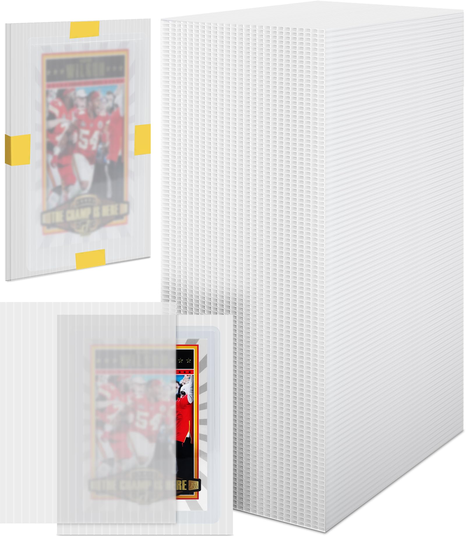 Photo 1 of Trading Card Protectors for Shipping - 3.5 x 4.5 Waterproof Rigid Hard Plastic Mailing Inserts for Team Bags Sports Cards, 100 Pack 4" x 6"