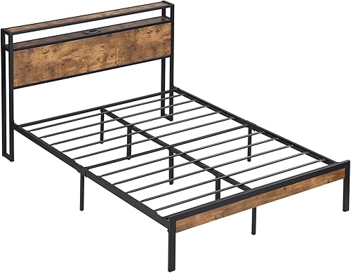 Miniatura 13 de Base de cama de plataforma tamaño Queen con cabecera de madera, almacenamiento debajo de la cama de 12 pulgadas, no necesita somier, sin ruido