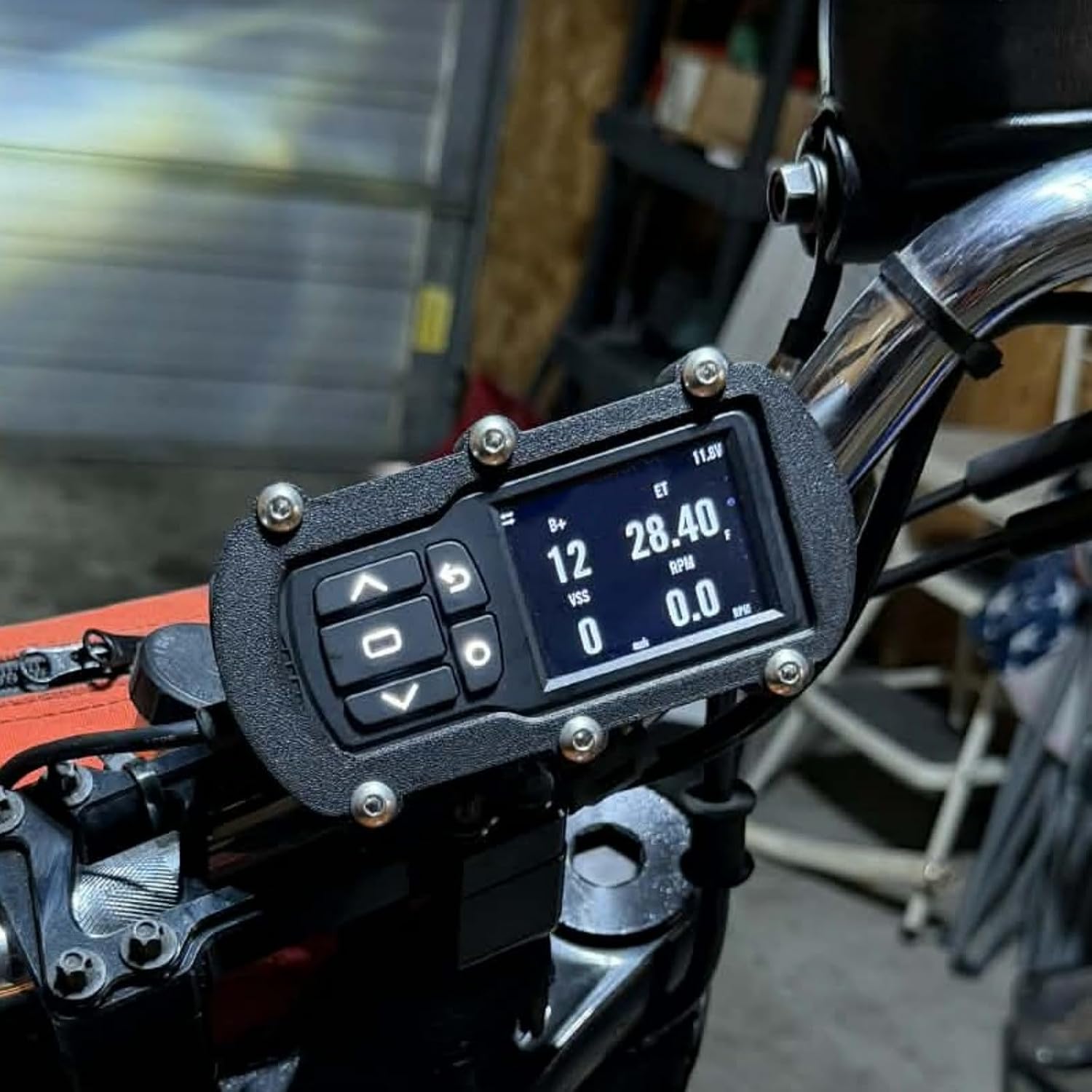 Case Mount Compatible with Dynojet Power Vision 3, Protective Holster & Handlebar Mount for PV3 Tuner, Secure Cable Routing for Motorcycles