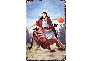 Jesus vs Satan Basketball Metal Tin Sign: A Funny Twist on Divine Rivalry
