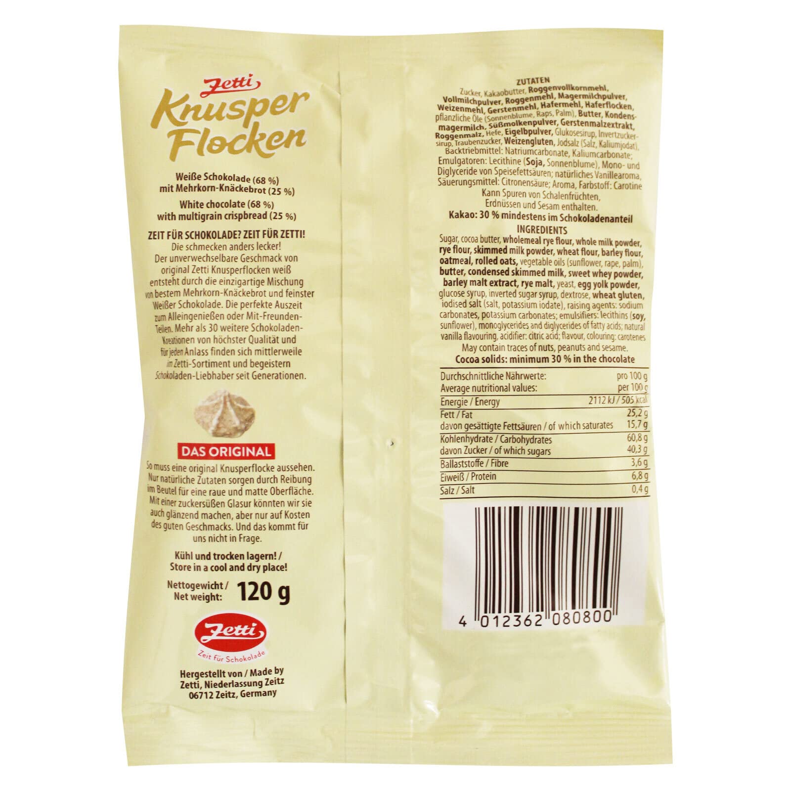 28er Pack Zetti Knusperflocken weiße Schokolade (28 x 120 g)