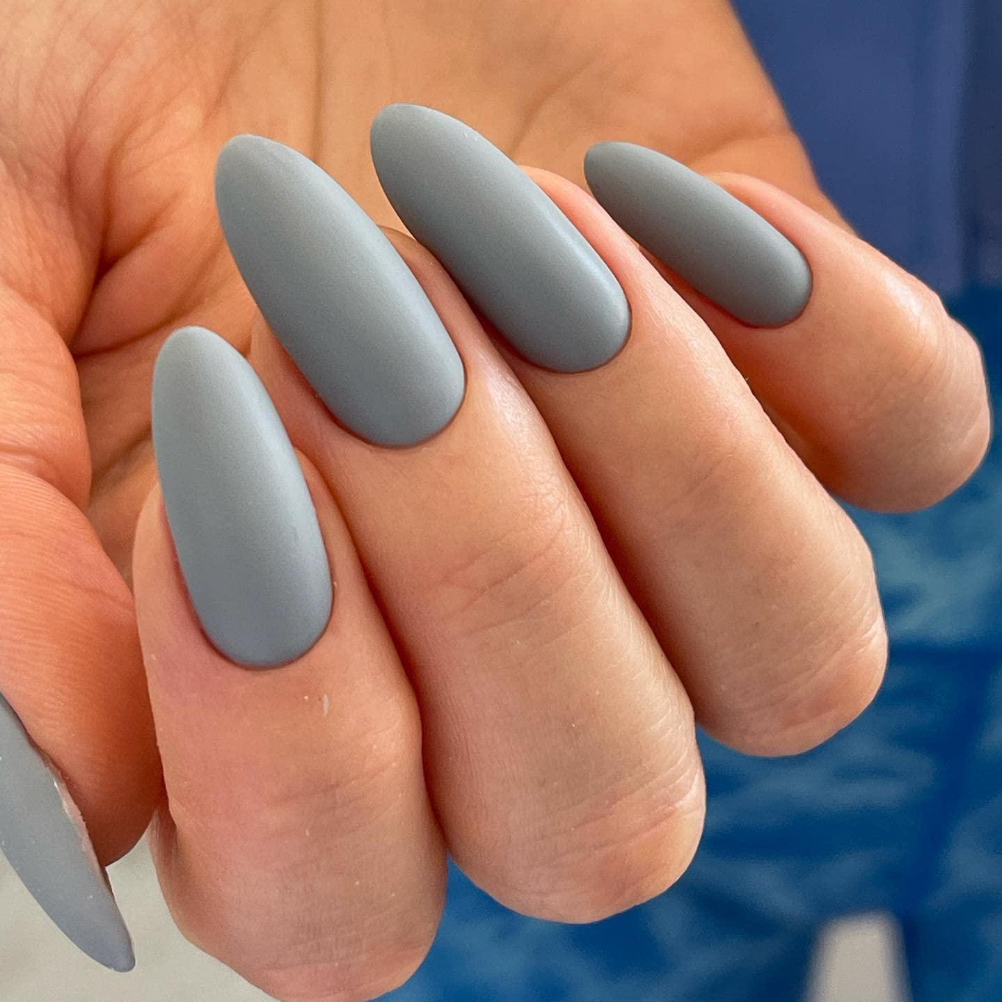 Bhavya Nails - Grey Oval - Artificial Nails/Press On Nails - Set of 14 Nails