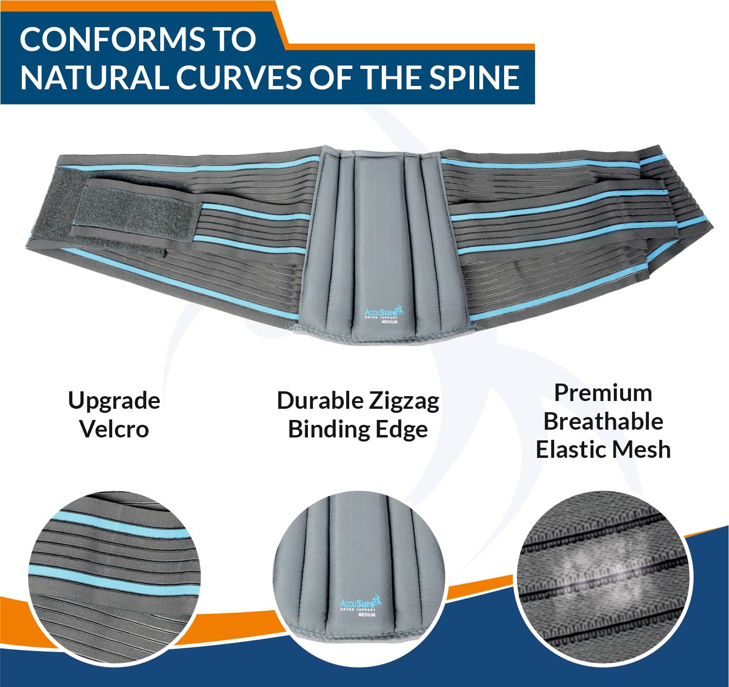 AccuSure Lumbo Support Belt: Ergonomic Design and Breathable Material for Men & Women - Lumbo Sacral Back Support for Comfortable and Effective Relief from Back Pain 4