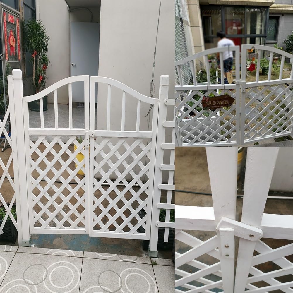 Zewnętrzna brama ogrodowa, brama ogrodzeniowa z litego drewna na patio, trawnik, taras, przedpokój, ogród warzywny
