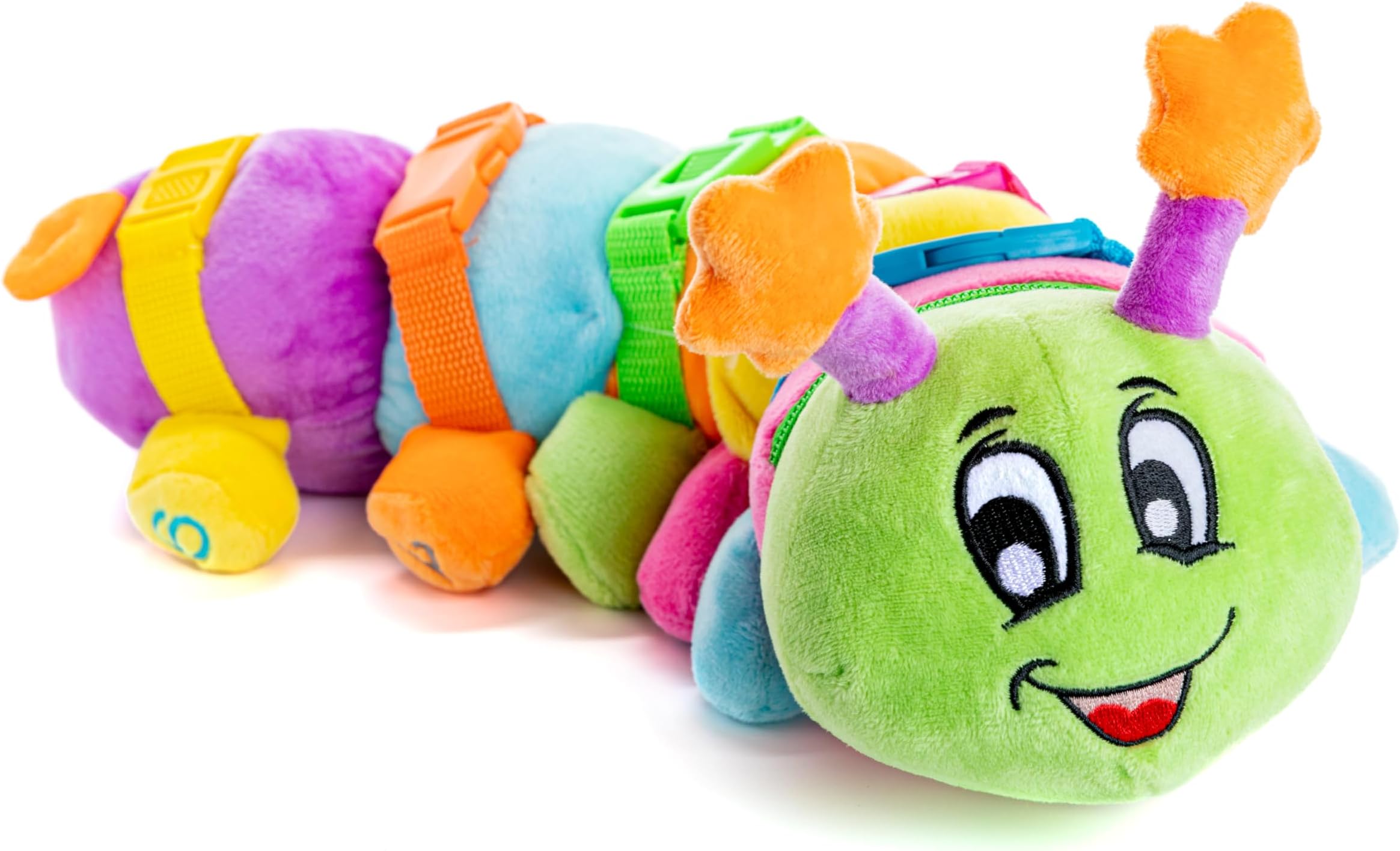 Buckle Toys - Bentley Caterpillar - Travel with Toddler Must Have Activity Toy - Fine Motor Skill Development - Counting and Color Recognition Stuffed Animal