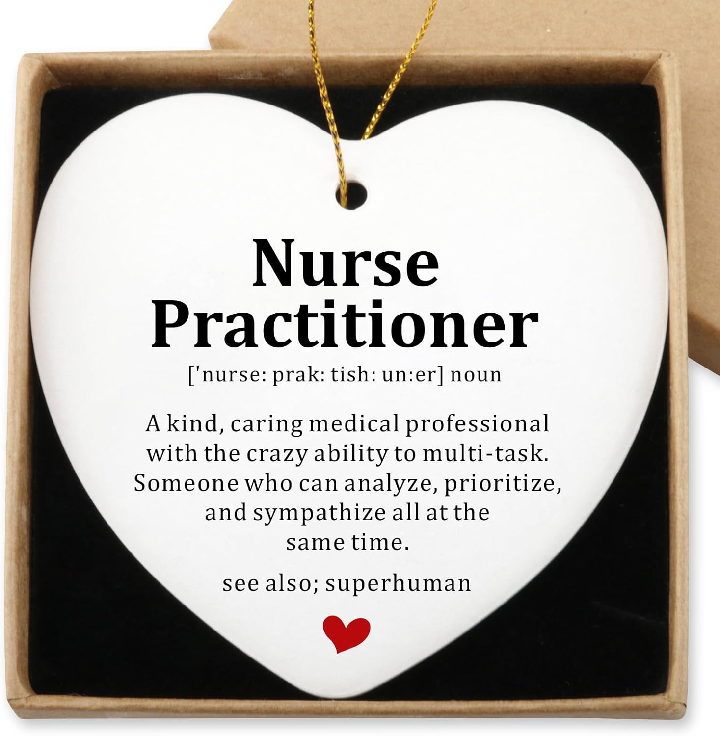 Nurse Practitioner Gifts for Women Hanging Ornament NP Graduation Gifts Nurse Appreciation Thank You Nurses Week Gift Medical Assistant Gift Hialektur Christmas Ceramic Heart Keepsake