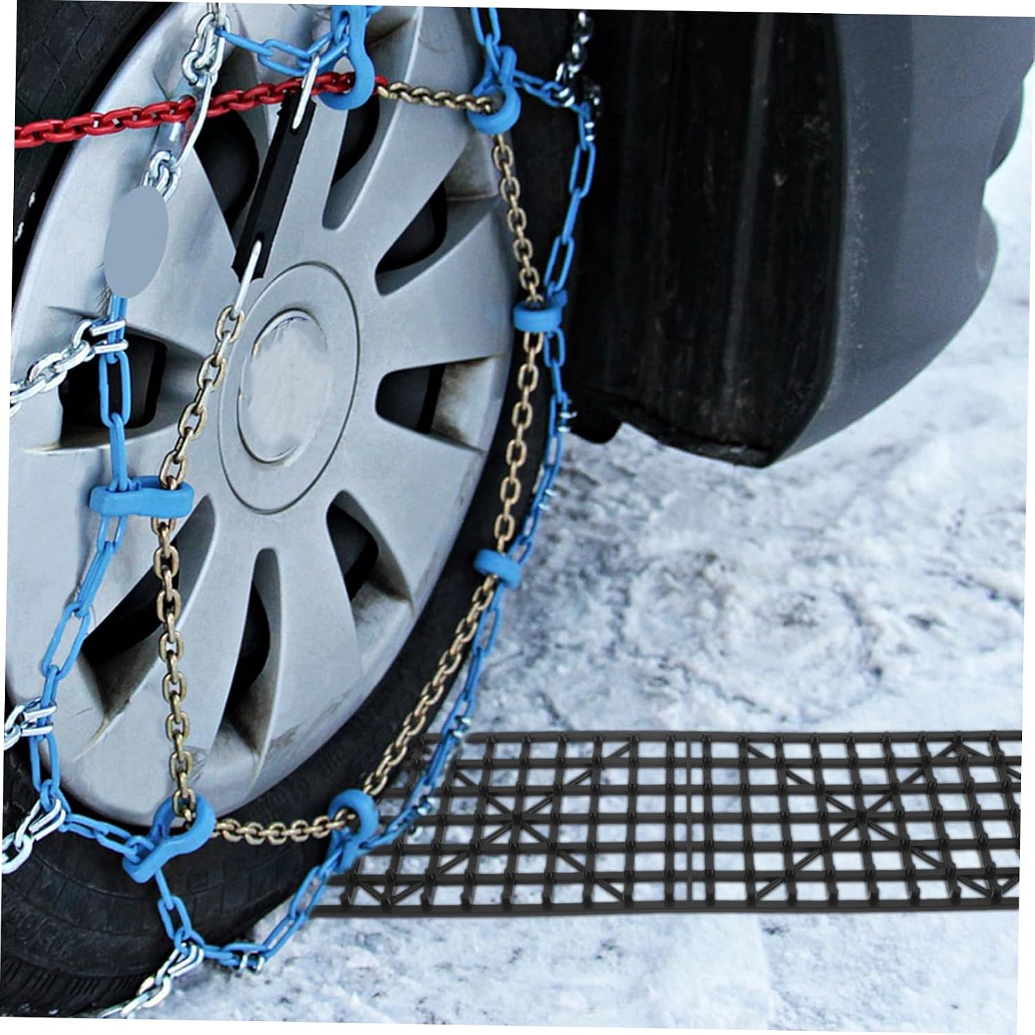 Garneck 1 Pair Car Snow Plate Foldable Skid Tire Accessories for Snow Mud and Easy Installation Non Slip Mats for Wheel Traction of Durable Boards