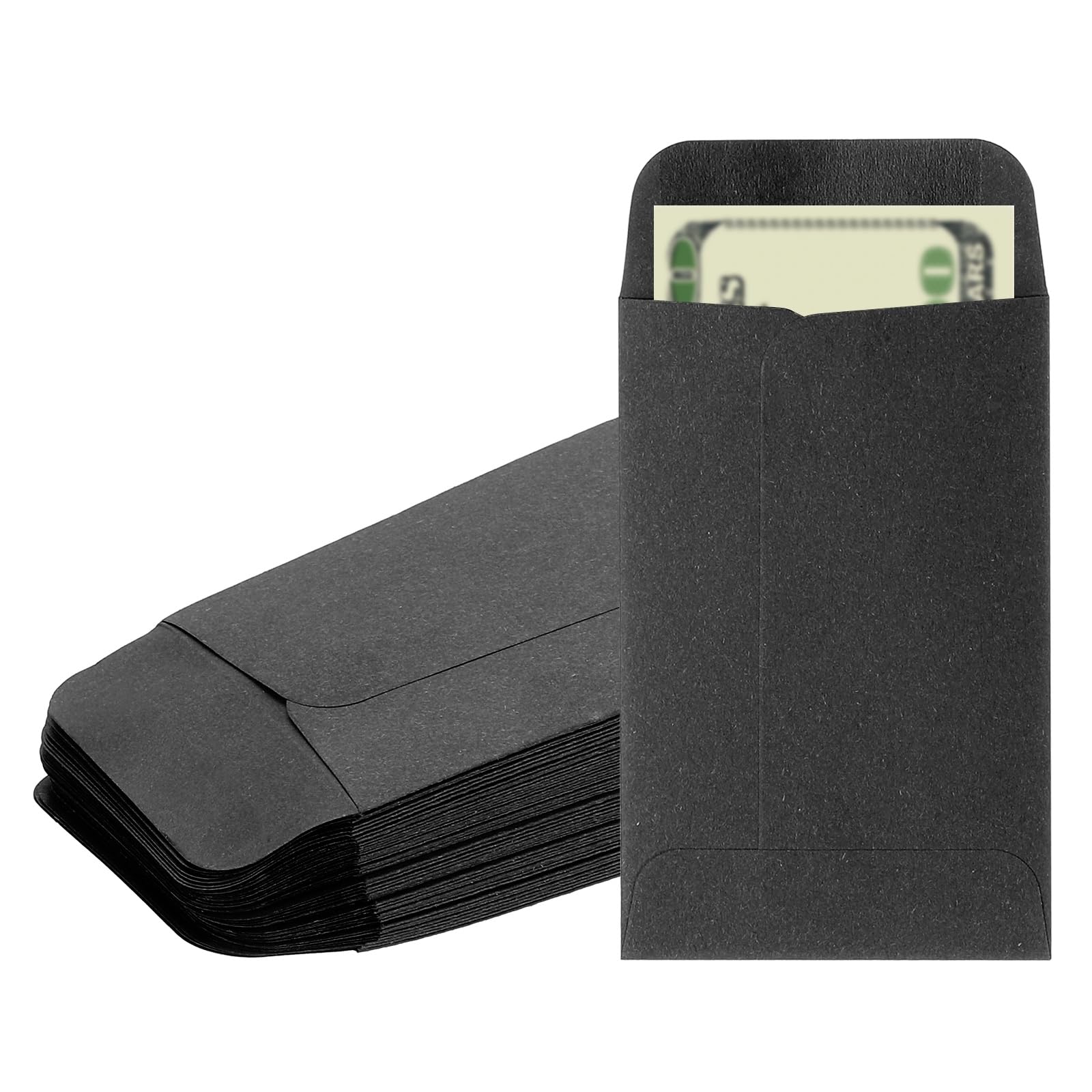 PATIKIL Money Envelope, 50 Pack 3.5" x 2.2" Cash Envelopes Money Holder Bags Budgeting Saving Challenge Letter for Gift Coins Checks Tickets Jewelry Passport Card, Black