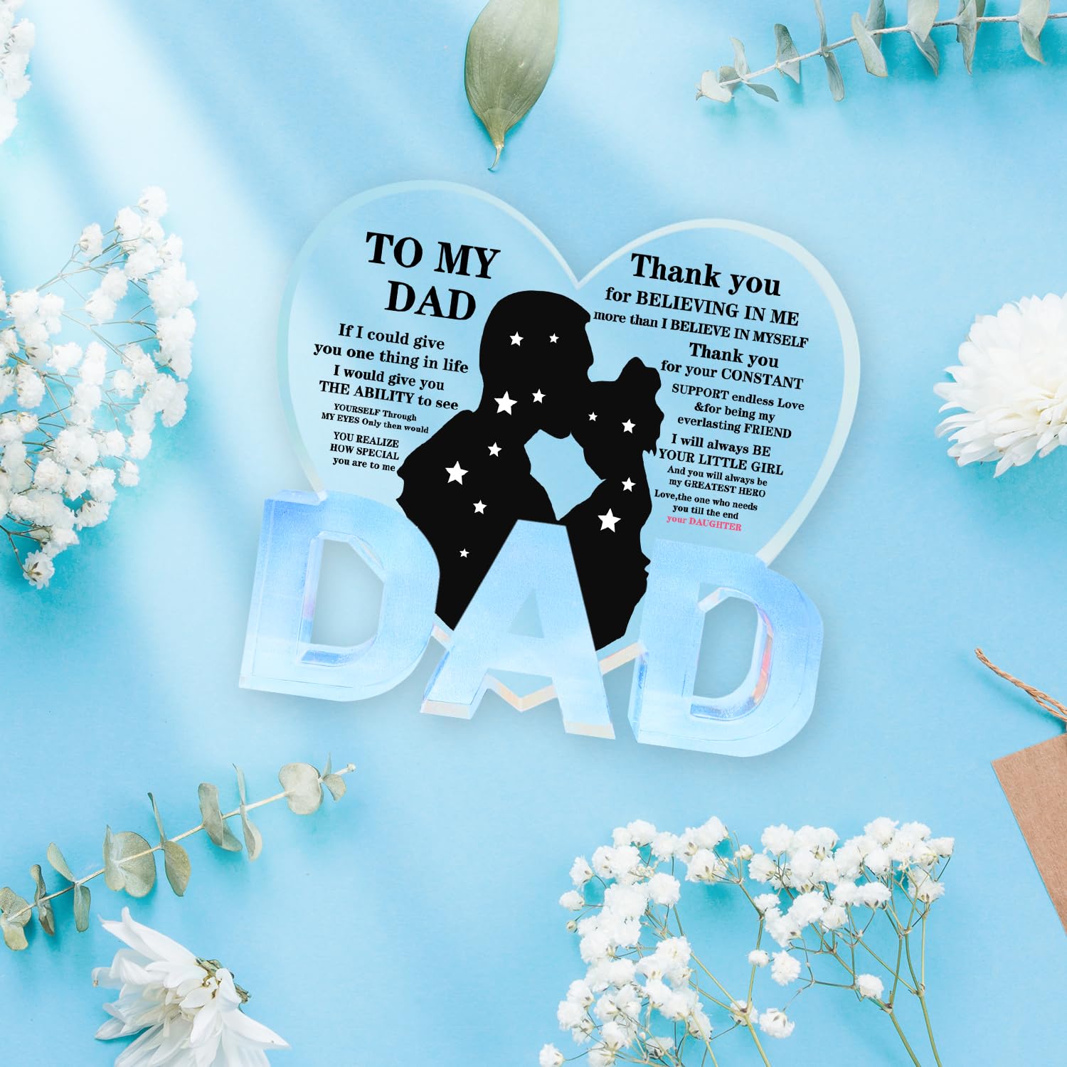 Putuo Decor Vater Tochter Acryl Tischdeko - Herz & Seele Geschenk Für Familie