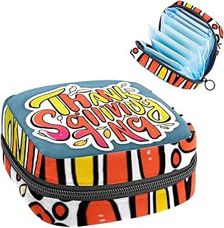 RODAILYCAY Tampons Holder for Purse, Portable Feminine Menstruation Pad Holder, Thanksgiving Cute Sanitary Napkin Storage Bag for Women