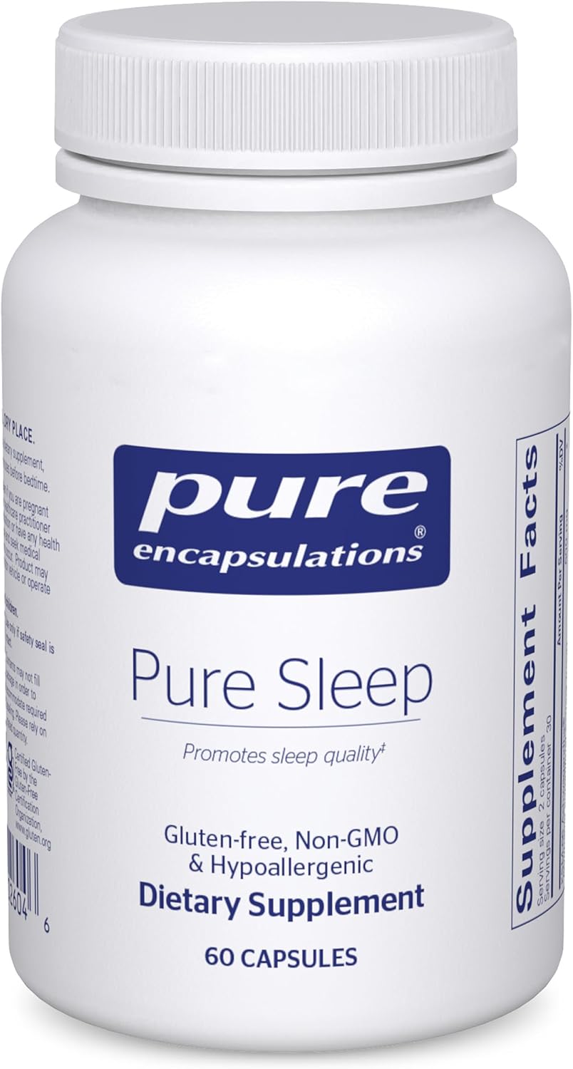 Pure Encapsulations Pure Sleep – Melatonin-Free Calming Sleep Supplement for Relaxation Support- Ashwagandha, Saffron & Valerian – Gluten-Free, Hypoallergenic, Non-GMO – 60 Count (30 Servings)