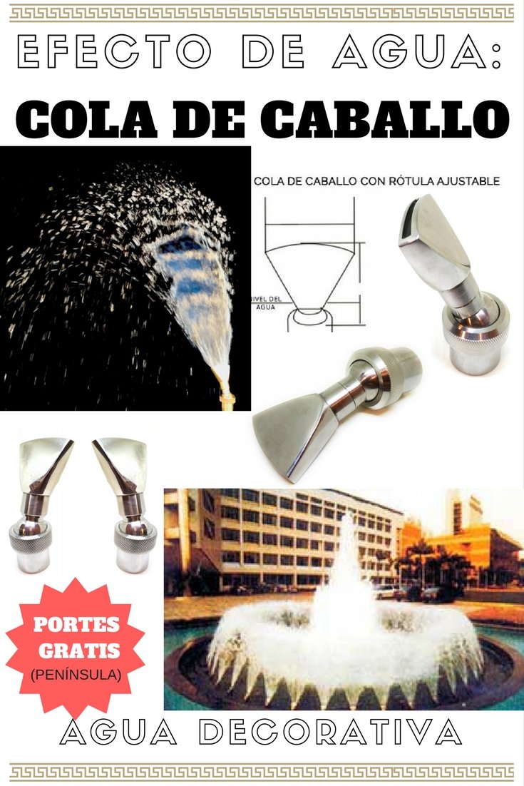 Ugelli per fontane da giardino – coda di cavallo 3/4" con testa (acciaio inossidabile) – Ventaglio laminato o tenda ad acqua.