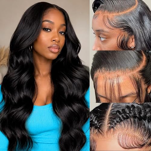 30 Inch 13x6 Lace Front Wigs Human Hair 200% Density Body Wave HD Lace Front Wigs Human Hair Pre Plucked 100% Virgin Body Wave Human Hair Wig for Women Natural Color