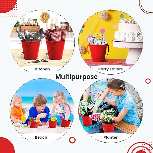 Miniatura 6 de Cubos pequeños de metal con asa, 6 unidades, cubo galvanizado a prueba de fugas y resistente a la corrosión, capacidad de 20 onzas líquidas, lo