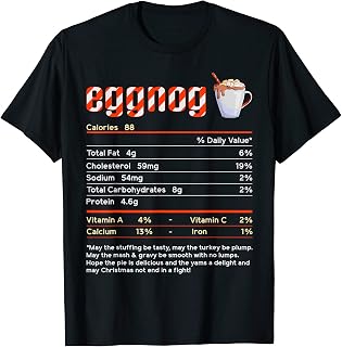 Eggnog Nutrition Facts Egg Milk Punch Holiday Drinks T-Shirt