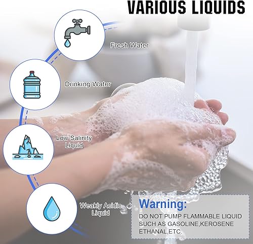 Miniatura 38 de ECO-WORTHY Bomba de agua dulce RV 12 V CC 3.5 GPM 45 PSI con interruptor de presión, bomba de diafragma de presión de agua autocebante de 12 voltios