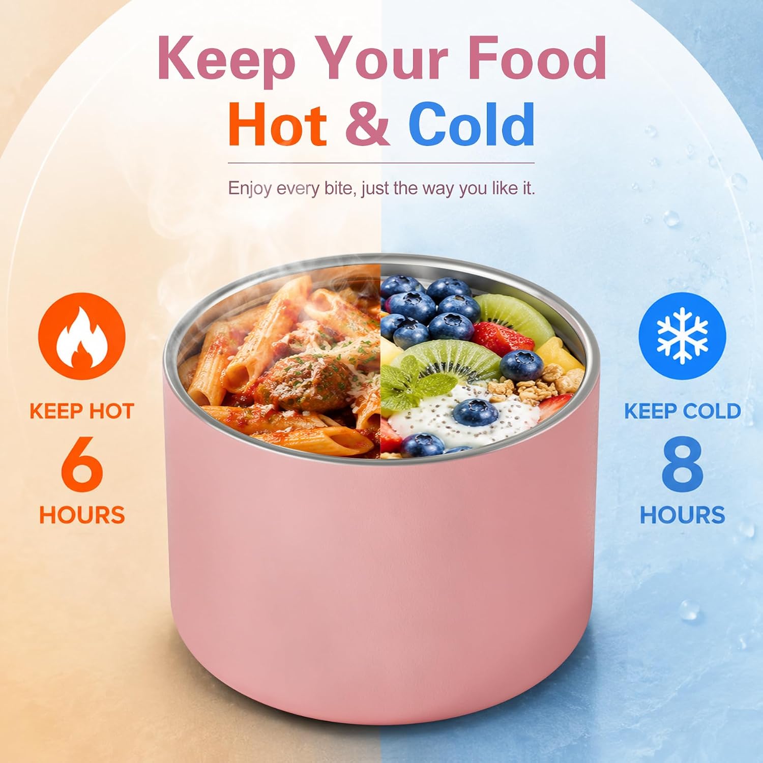12oz Thermo for Hot Food Kids,Wide Mouth Insulated Vacuum Food Container with Foldable Spoon,Leak-Proof Stainless Steel Lunch Soup Thermo for Kids School Travel(Pink)