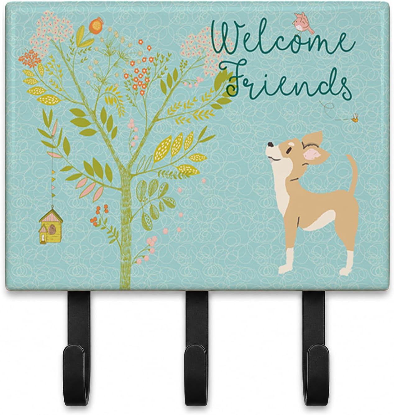 Caroline's Treasures BB7628TH68 Welcome Friends Brown White Chihuahua Wall Hook, Multicolor, Triple