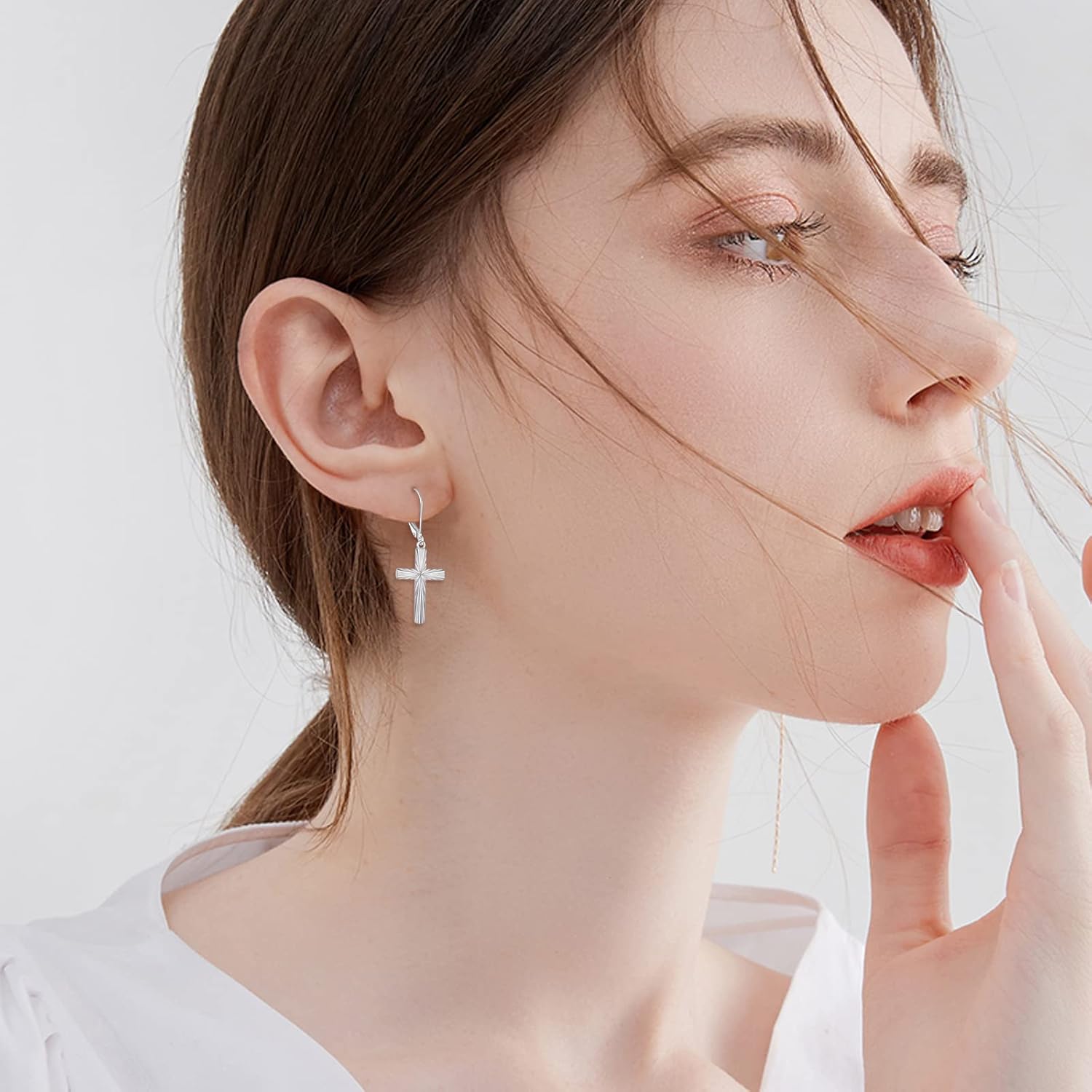 Cross Earrings 925 Sterling Silver Dangle Earring Gifts for Women - Image 3