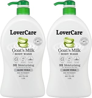 LoverCare Goat's Milk Moisturizing Body Wash Shower Cream Aloe Vera 40.7 Fl.Oz - Pack of 2