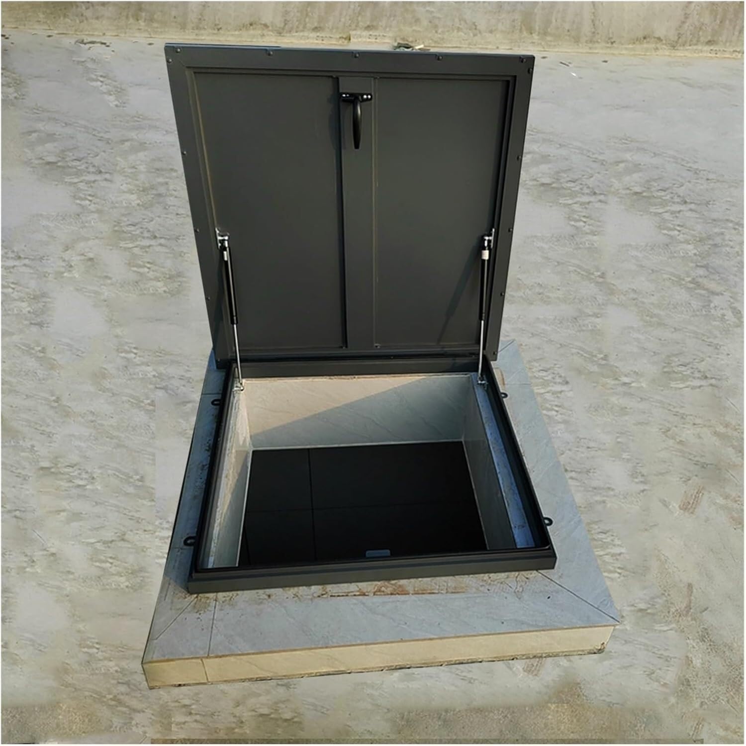 VUIKLCty Roof Hatch Anti-theft Door, Metal Attic Staircase Exit Cover, Roof Rainproof Skylight Cover(65 * 65cm)