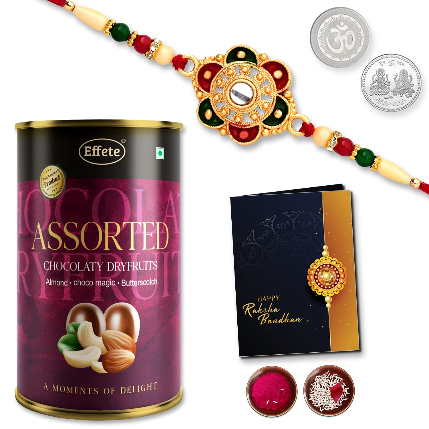 DeoDap Multicolor Bracelet / Rakhi (K1_L8_AS) & Almond, Peanut, Butter Scotch Chocolate Combo | rakhi gift chocolate for brother | rakhi for kids | rakhi for brother | rakhi bhaiya | Rakhi for brother with gift | bracelets for men stylish | rakhi com (B09C3TX3DW) Amazon Price History, Amazon Price Tracker