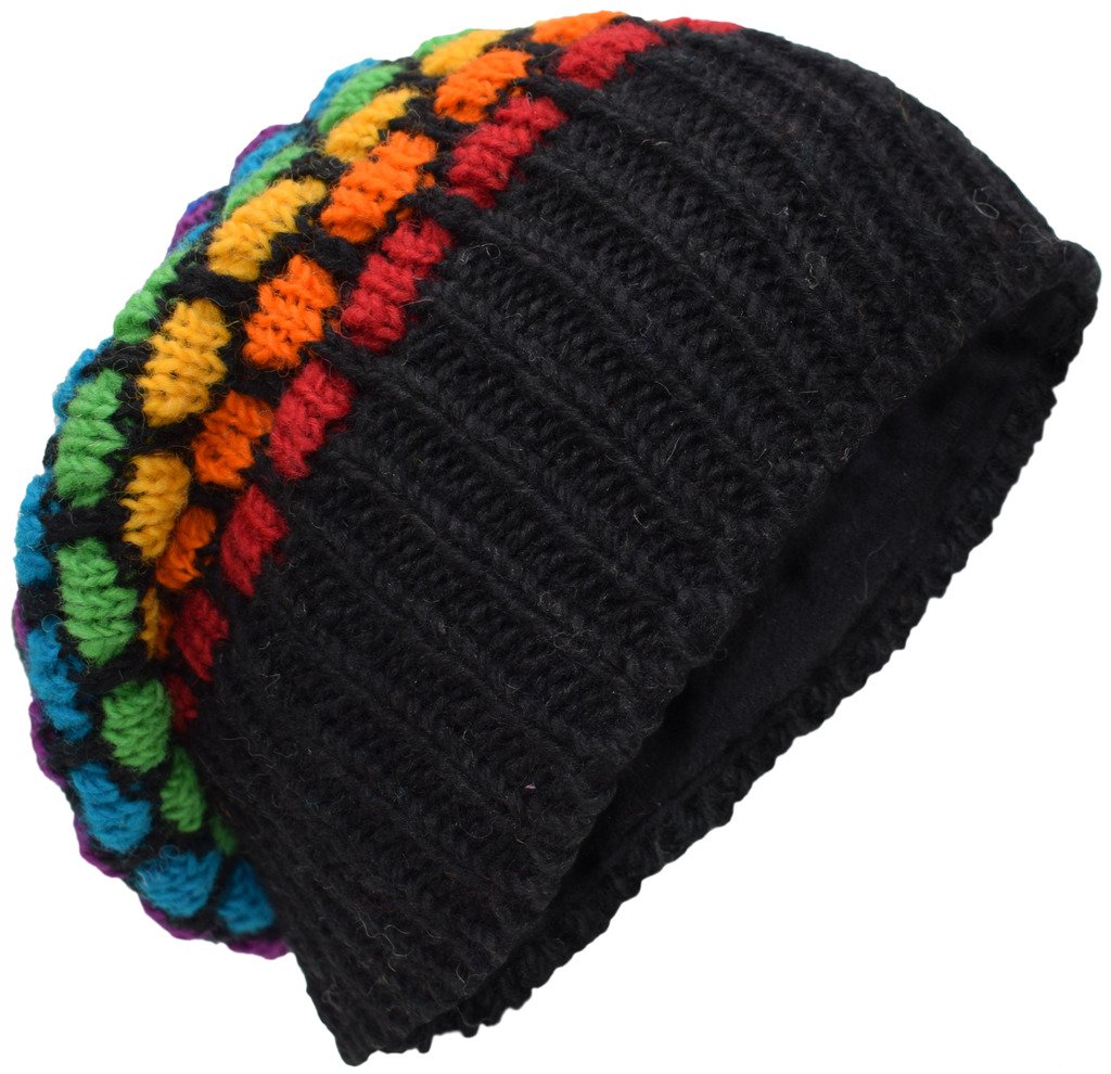 Gheri Woolen Knitted Fleece Lined Multicoloured Beanie Hats V