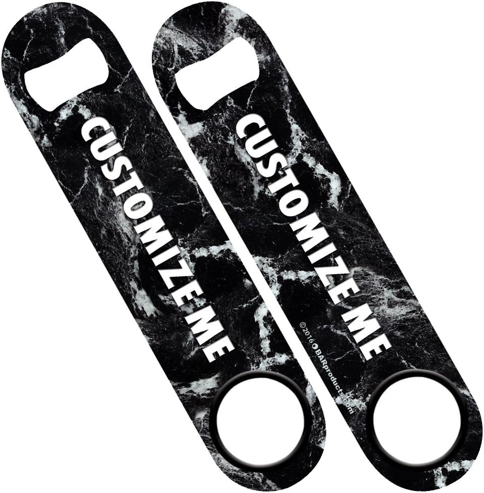 Customizeable Speed Bottle Opener - Black & White Marble.