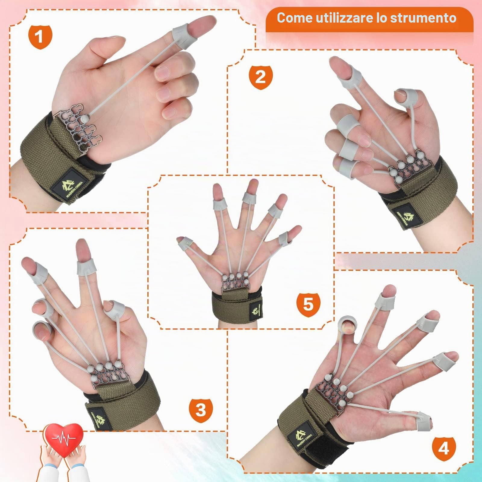 zalati Finger Strengtheners Finger Exerciser Resistance Band Stretcher per allenamento della forza, allenamento di estensione della flessione delle dita, nero, 9,1 kg