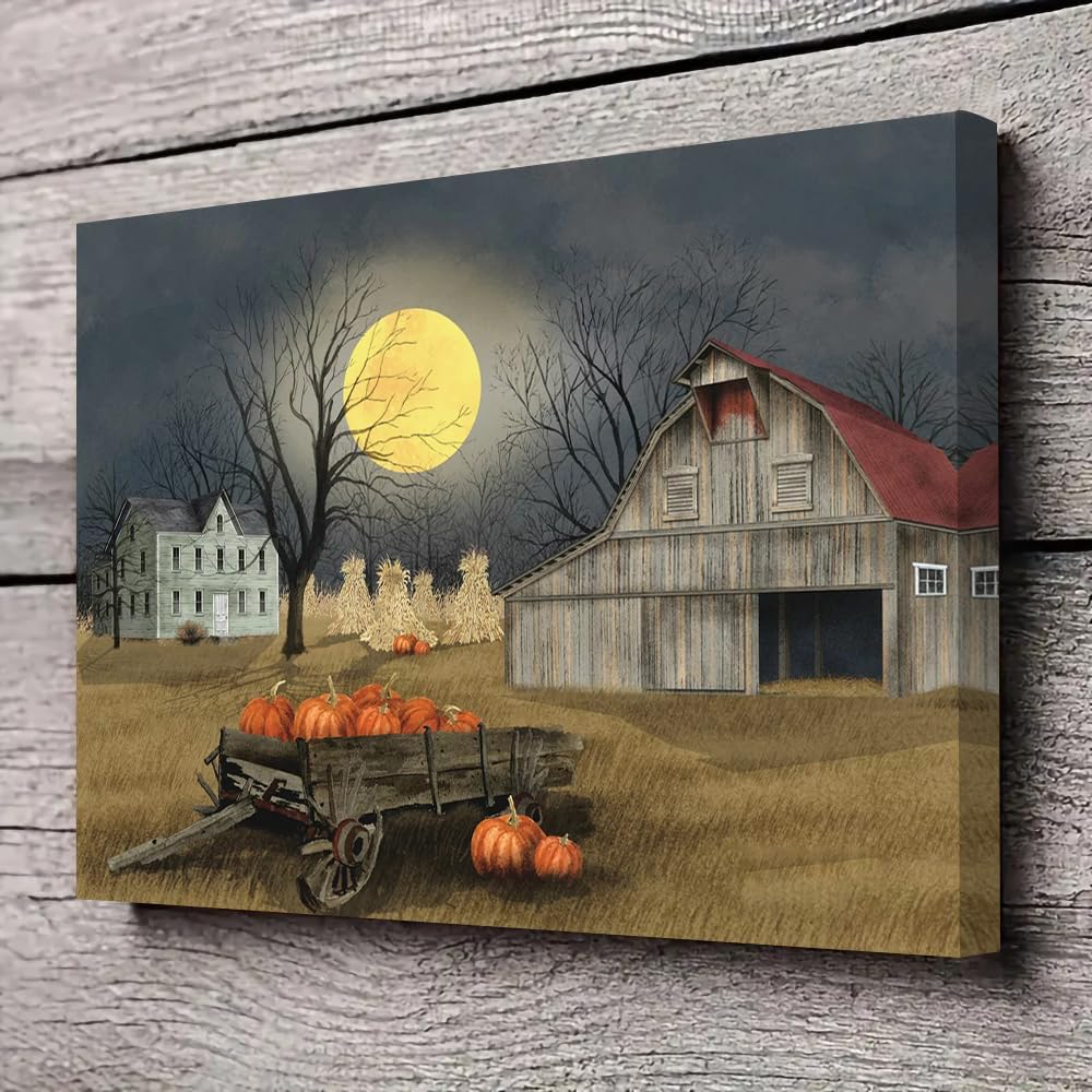 Amazon.com: Harvest Moon By Billy Jacobs Poster Canvas Print Wall Art ...