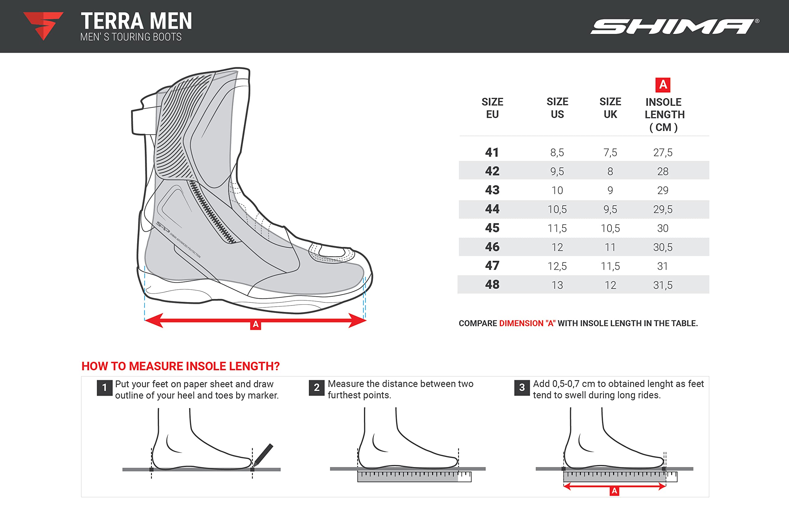 SHIMA Terra Men, botas de moto impermeables para hombre, color negro, talla 43