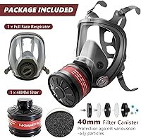 Vista 10 de Full face Respirator Mask - Gas Masks Survival Nuclear and Chemical with Activated Carbon Filter for Chemical Dust