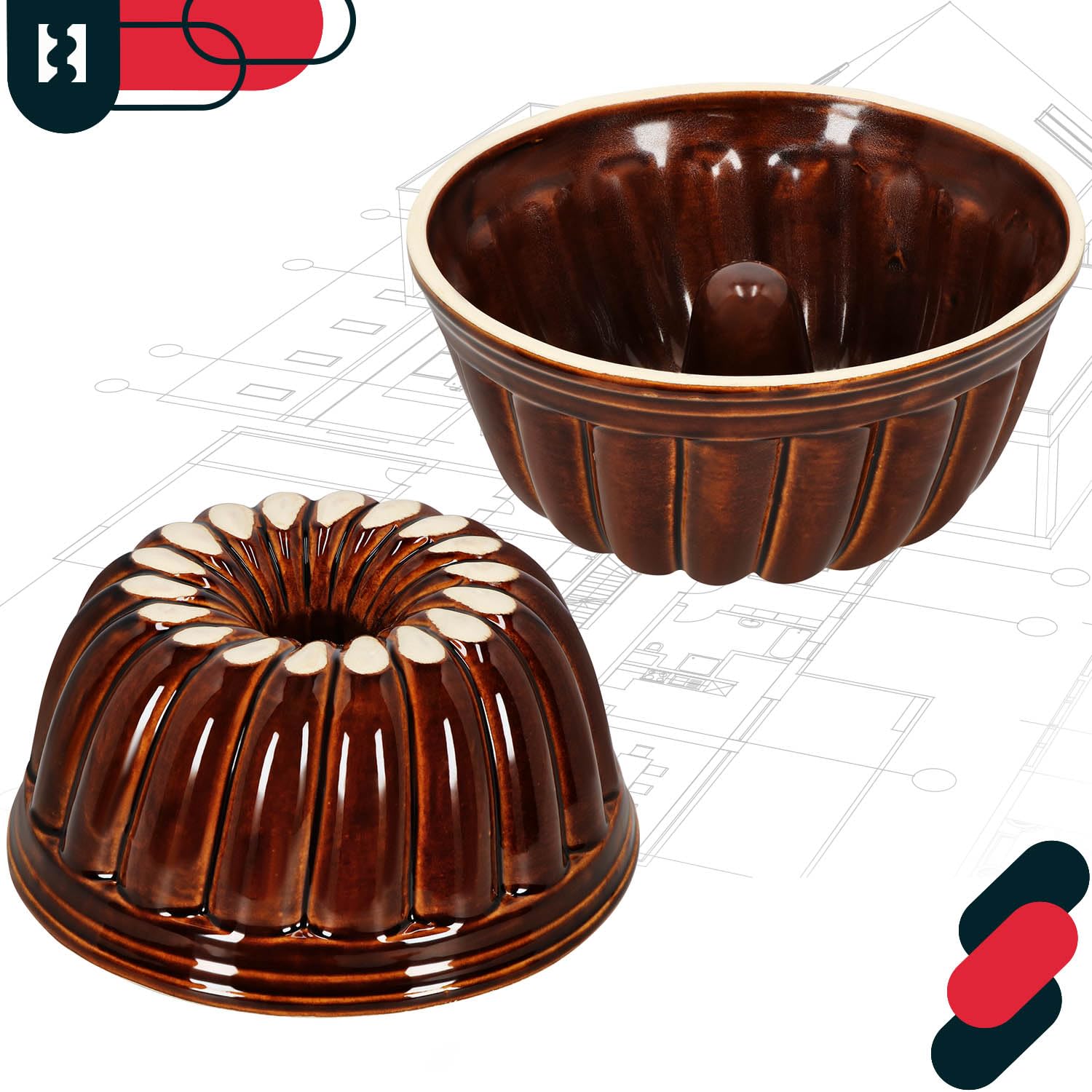 KOTARBAU® Keramik Gugelhupfform Backform für Gugelhupf aus Steinzeug Runde Backform Kuchenform Keramikbackform Ø 27 mm