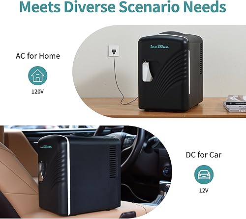 Miniatura 7 de Iceblue Mini nevera retro de 4 litros6 latas, enchufe de CA y cargador de coche de 12 V, refrigerador pequeño compacto y portátil de refrigeración