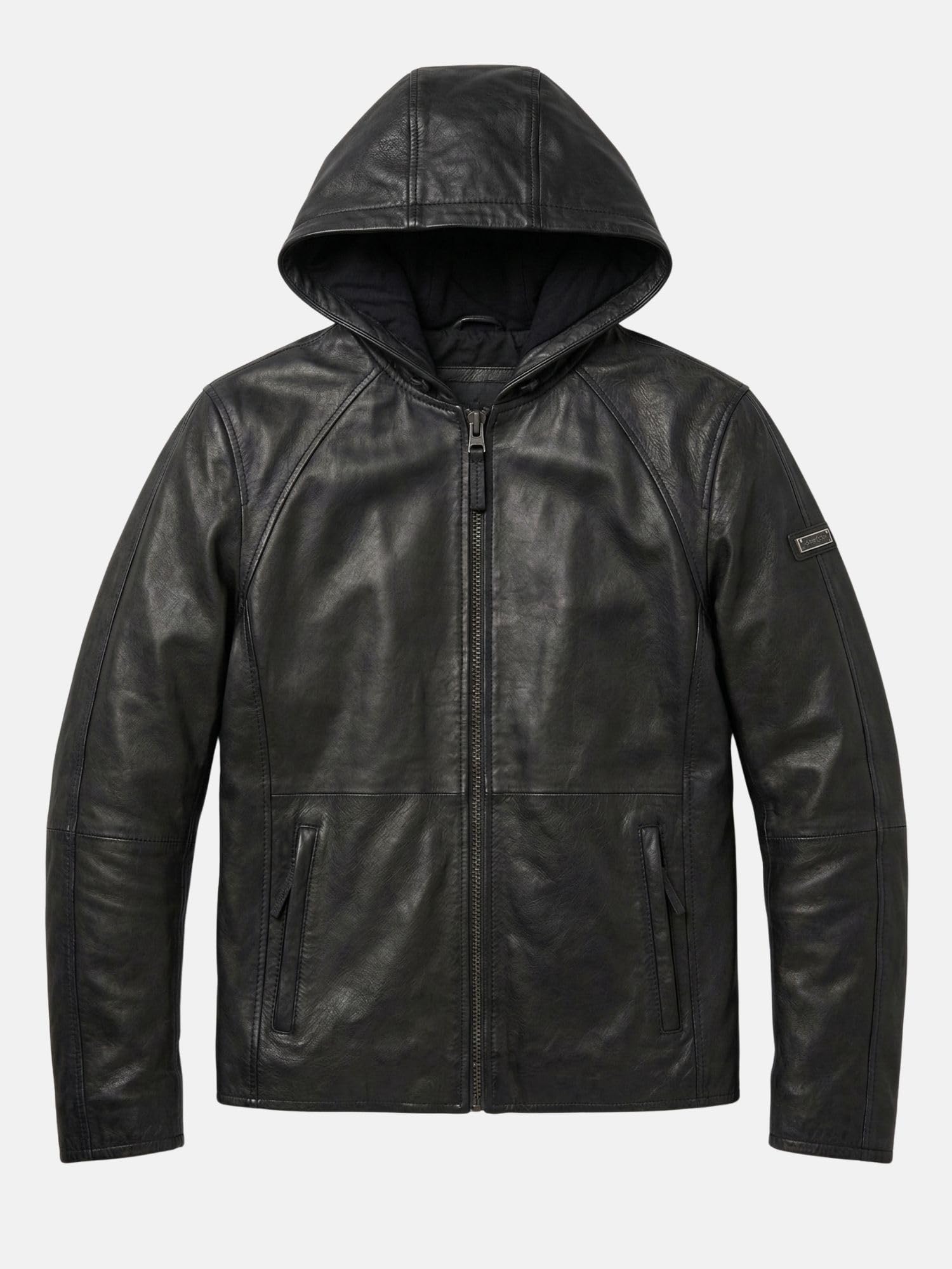Tazzio Herren Lederjacke Regular Fit - mit Kapuze, Reißverschluss, Teilungsnähte, A805