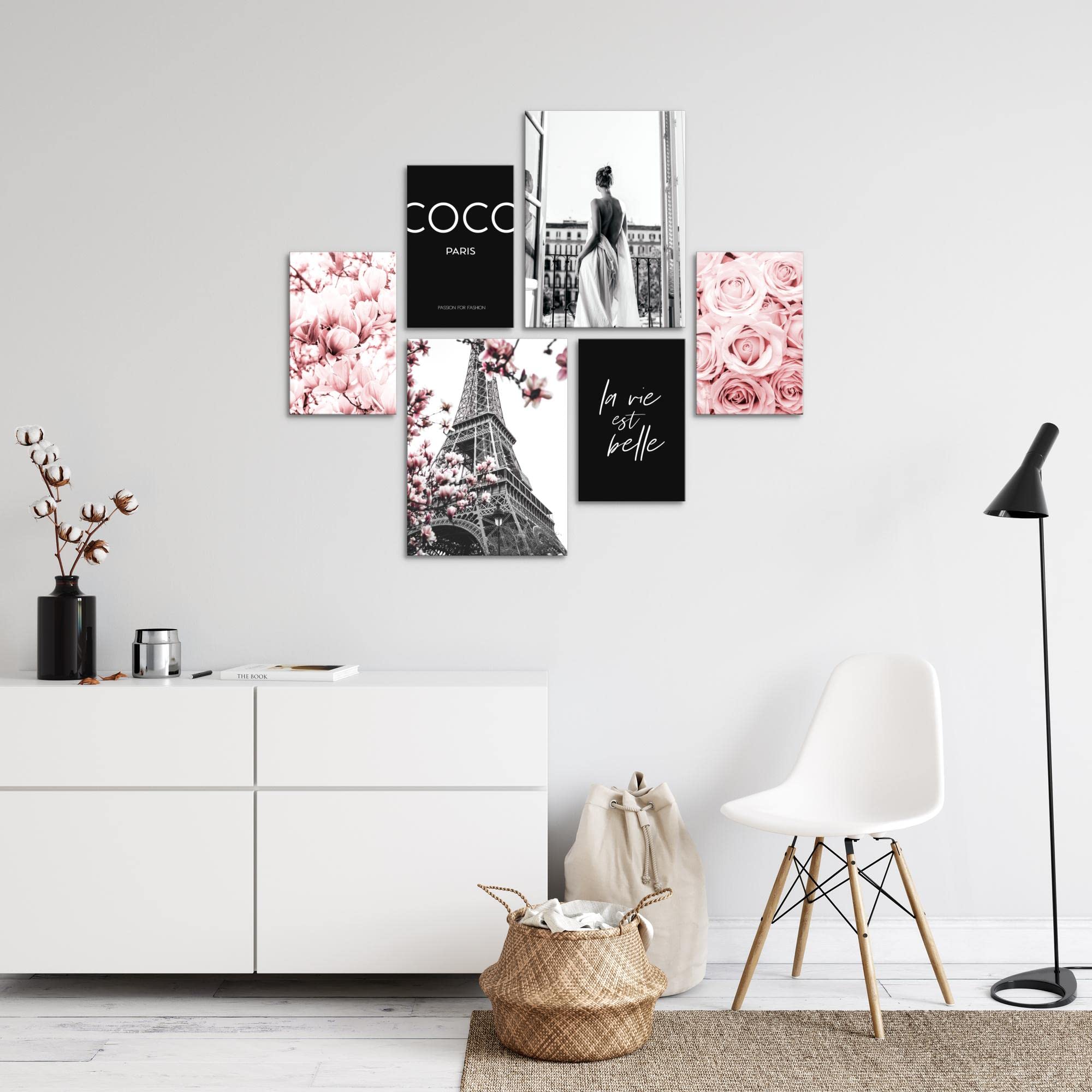 Quadros Fashion Paris Moda - Nessuna Cornice Necessaria - Collage Moderno Rosa - Adolescente Stanza Ragazza - N008363a