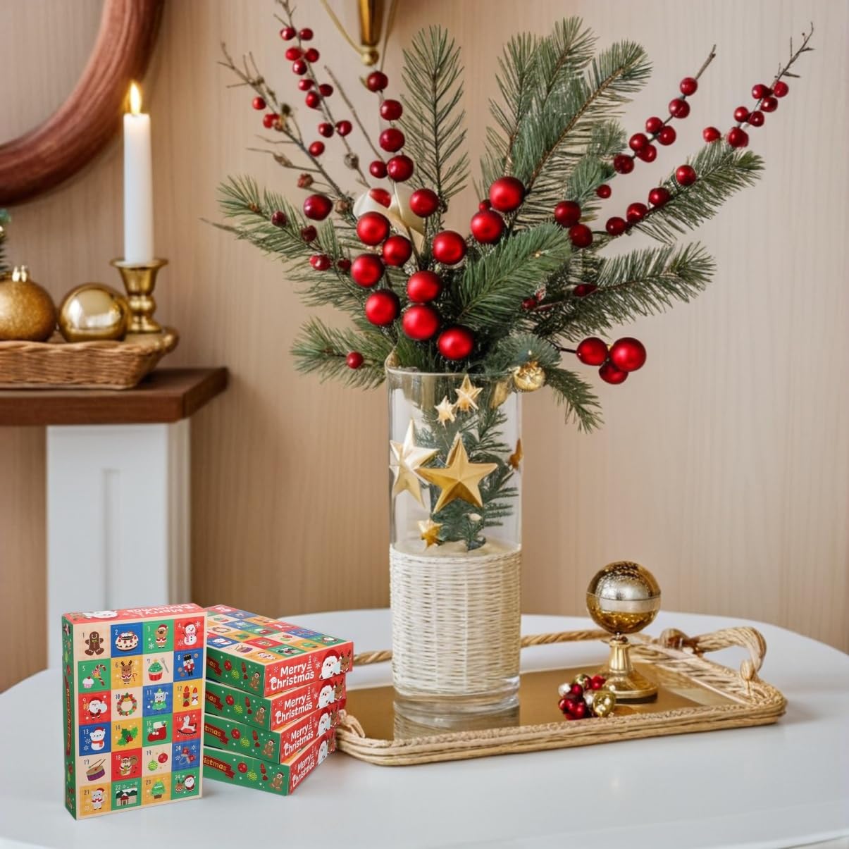 GALPADA 5pezzi Scatole Avvento da Riempire Scatole Regalo Avvento di Carta Vuote per Calendario di Natale da Riempire per Conto alla Rovescia di Natale