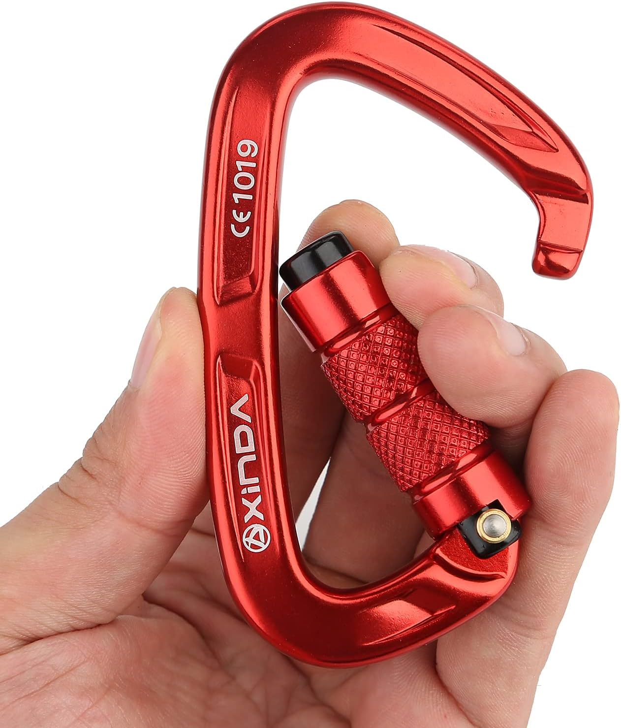 XINDA 25KN Auto Locking Climbing Carabiner - D Shaped Twist Lock Carabiner CE UIAA Certified, Heavy Duty Carabiners Clip for Rock Climbing,Rappelling,Camping,Hiking,Hammocks,Swings (2 pcs Red) : Sports & Outdoors