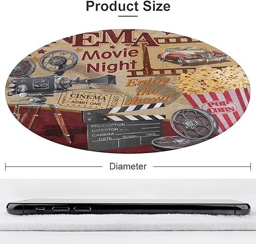 Miniatura 2 de HoaMoya Alfombra redonda de cine y cine, alfombra redonda vintage con diseño de palomitas de maíz, alfombra de área de baño, dormitorio, cocina,