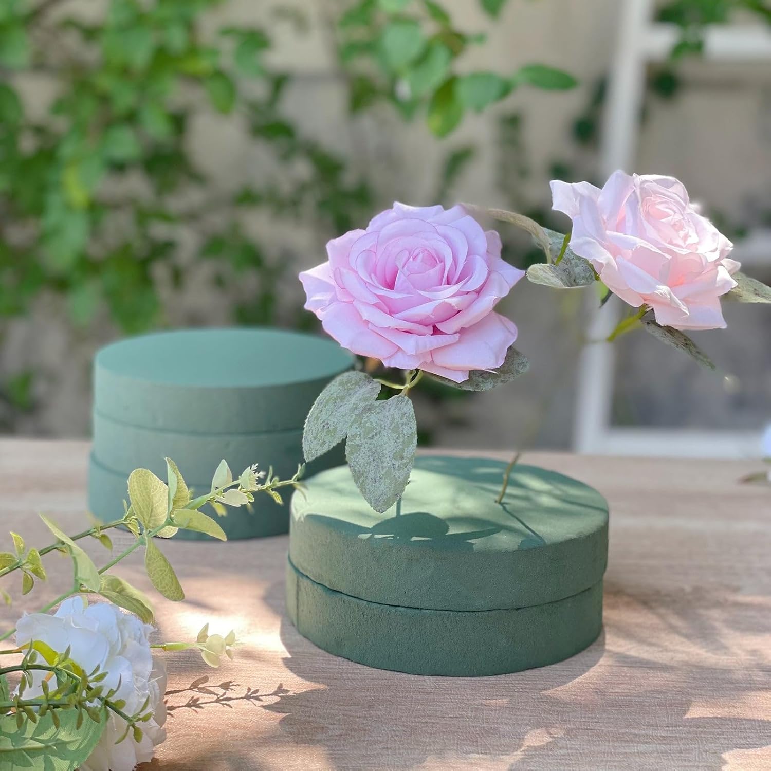 Efavormart 6 Pack Green Large Round Floral Foam Blocks for