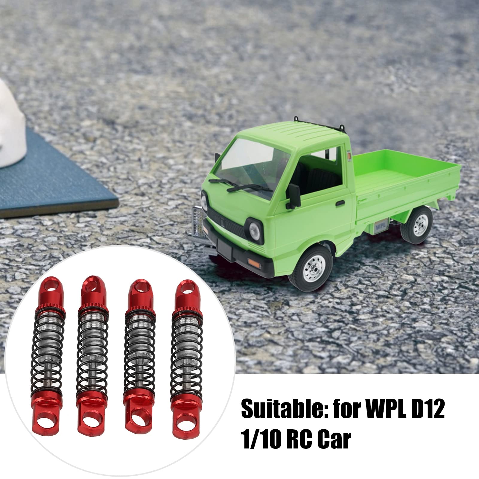 RC Alu Shock Absorber Set, Hole to Hole 35mm, Front + Rear, Bracket + Screw Kit, Upgrades Parts for D12 1/10 RC Car, 4 Pcs / Set(Red)