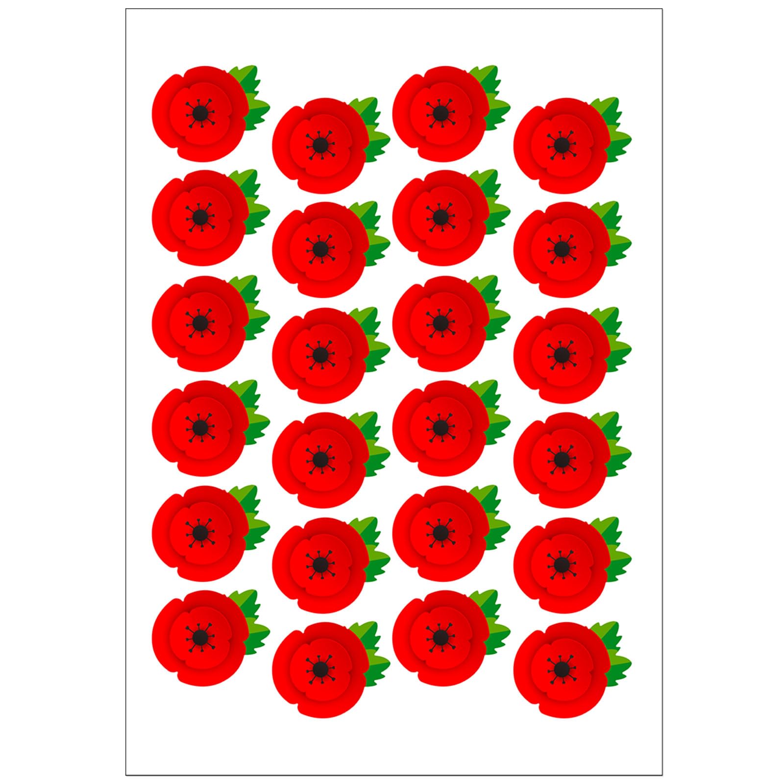 24 Pcs Poppy Stickers - Poppy Badges and Pins 2025, Red Poppies Paper Labels, Lest We Forget Remembrance Day Poppies Flower Stickers, Armistice Day Memorabilia Always Remember and Honor Military